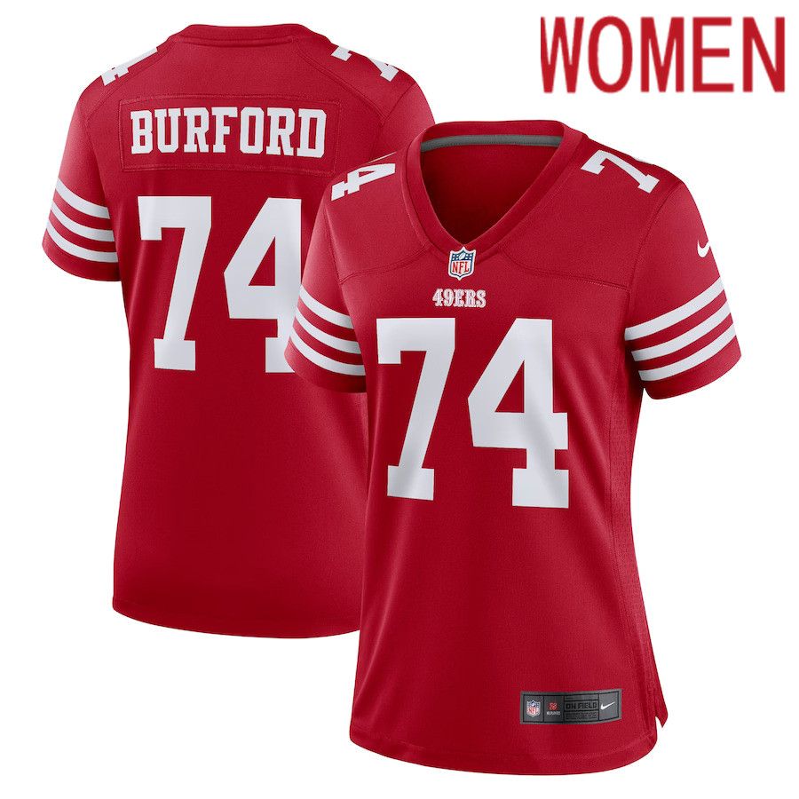 Women San Francisco 49ers #74 Spencer Burford Nike Scarlet Game Player NFL Jersey